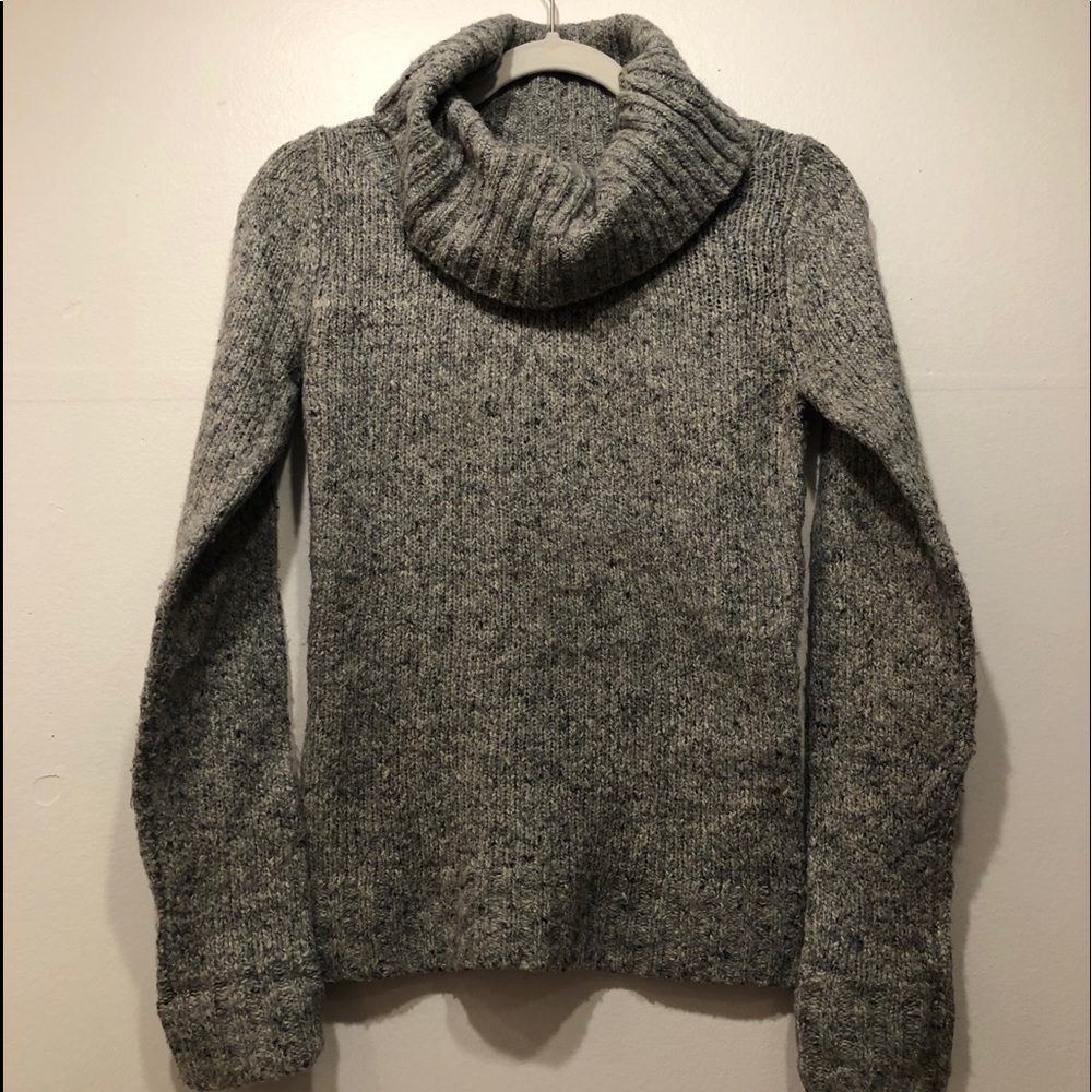 Grey Knit Cowl Neck Sweater